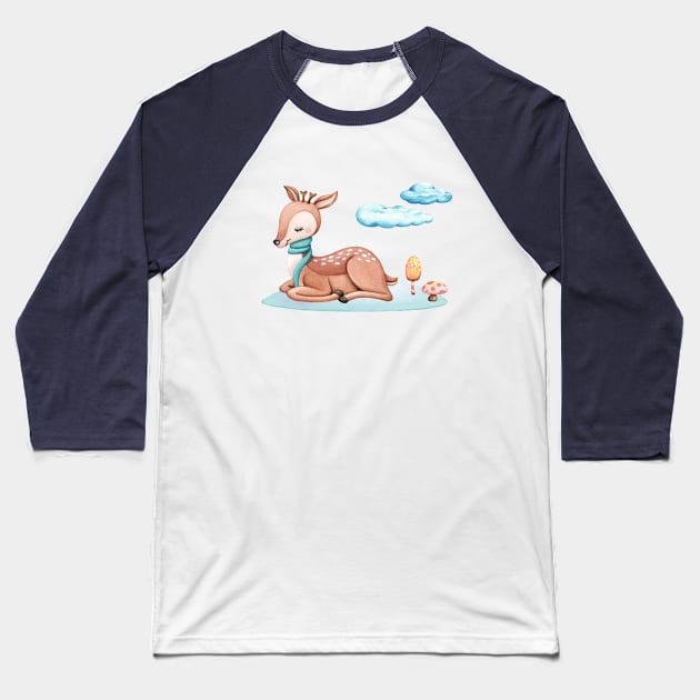 Winter little deer Baseball T-Shirt by Nopi Pantelidou